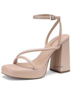 Chunky High Heels Platform Square Toe Block Heel Ankle Strap Sandal
